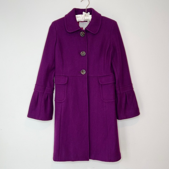 Old Navy purple Peter Pan collar wool blend winter trench coat bell slee… - Picture 10 of 10